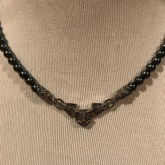 Judith Jack - Beaded Hematite & Marcasite choker Necklace - Picture 3 of 7